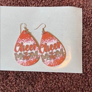 Orange Cheer Mom Earrings